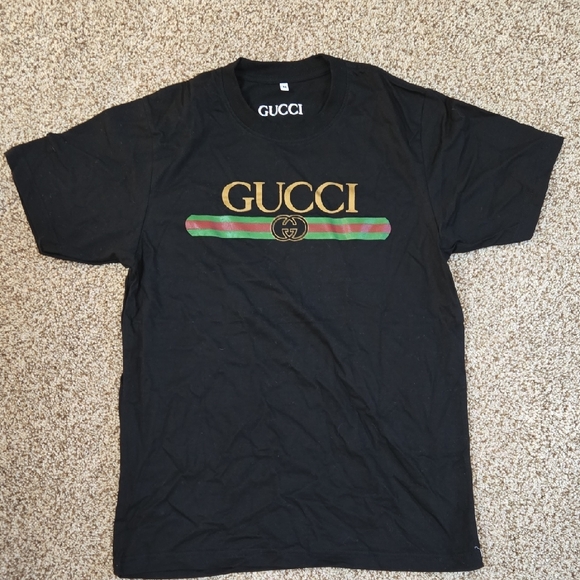Gucci Other - GG Black Tee with Gold and Green Accents